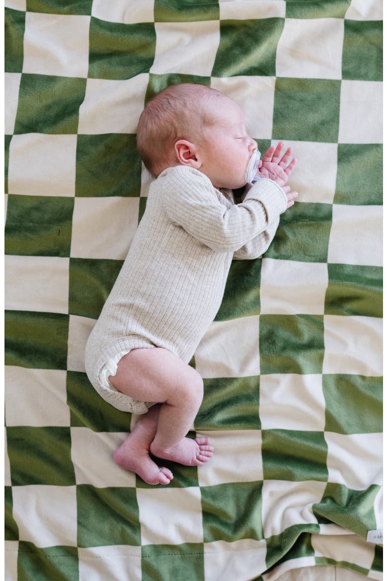 Minky Stretch Blanket, Alternate, color, OLIVE CHECKERED