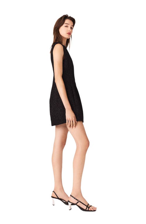 Maje Rhinestone Flared Short Dress In Black