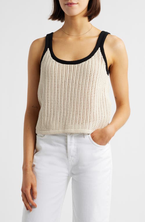 Shop Madewell Open Stitch Sweater Tank In Sand And Black Combo