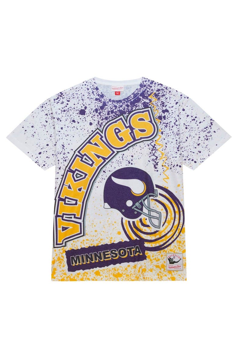 Men's Mitchell & Ness White Minnesota Vikings Team Burst Sublimated T-Shirt, Alternate, color, White