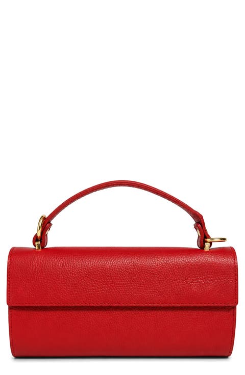 Evelina Leather Top Handle Clutch
