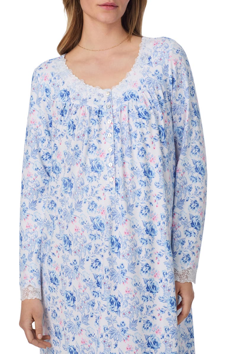 Eileen West Long Sleeve Ballet Nightgown, Alternate, color, White Ditsy