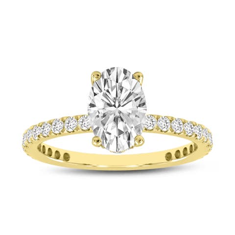 Eliana 14K Yellow Gold Oval Lab Grown Diamond Hidden Halo Engagement Ring - 2 Ct