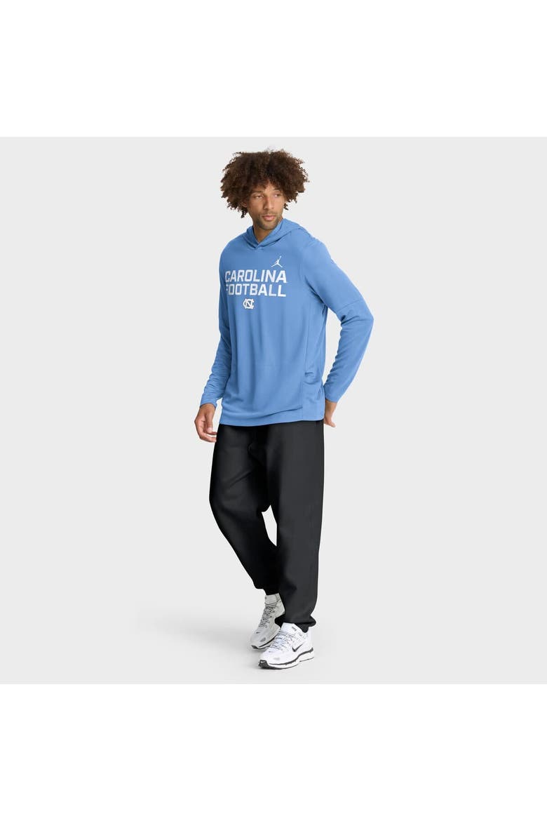 Men's Jordan Brand Carolina Blue North Carolina Tar Heels 2025 Sideline Performance Long Sleeve Hoodie T-Shirt, Alternate, color, Light Blue
