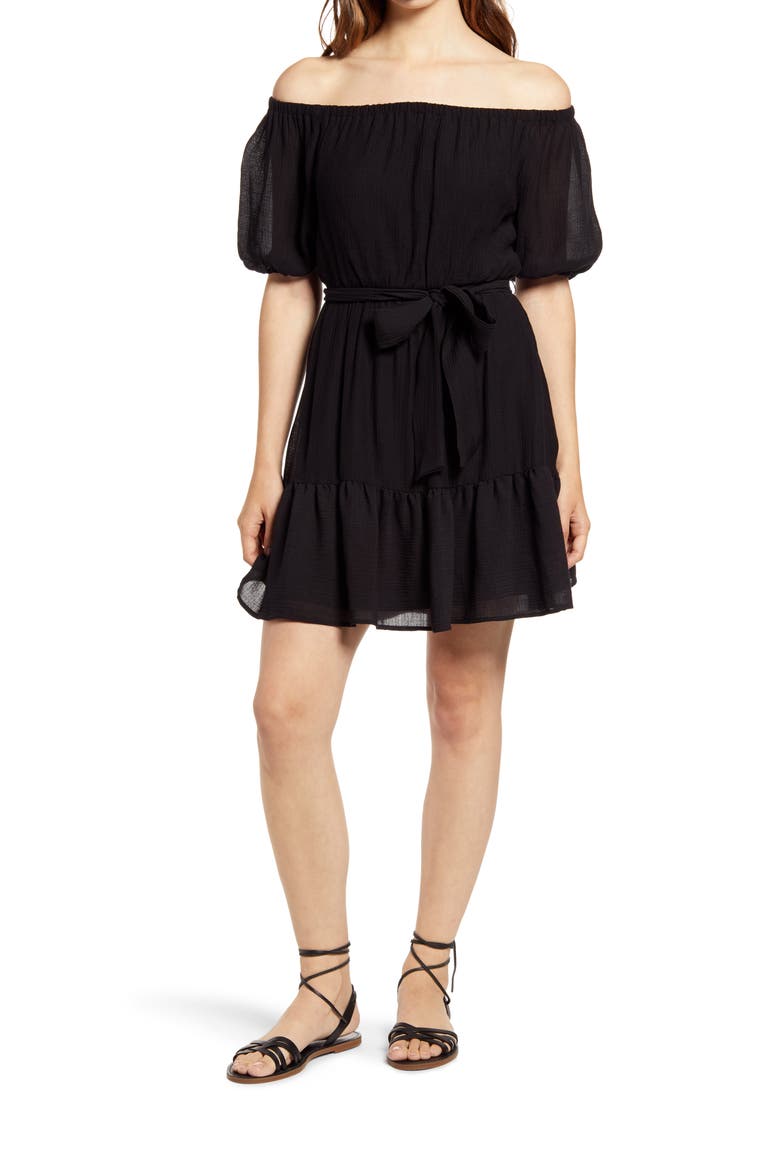 Off the Shoulder Minidress, Main, color, BLACK