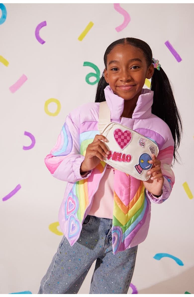 Lola + The Boys Rainbow Heart Puffer, Alternate, color, Multicolor