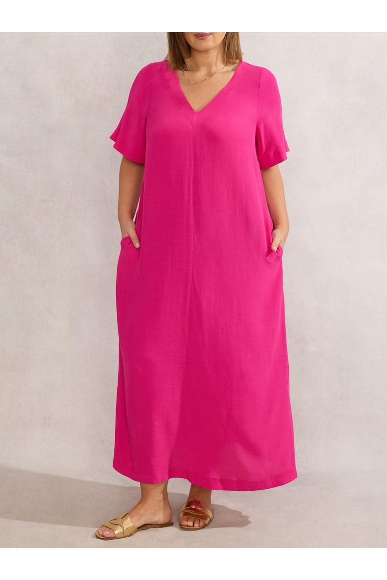 V-Neck Dress, Alternate, color, Raspberry