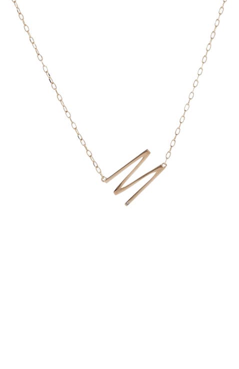 Gold Elongated Initial Pendant Necklace