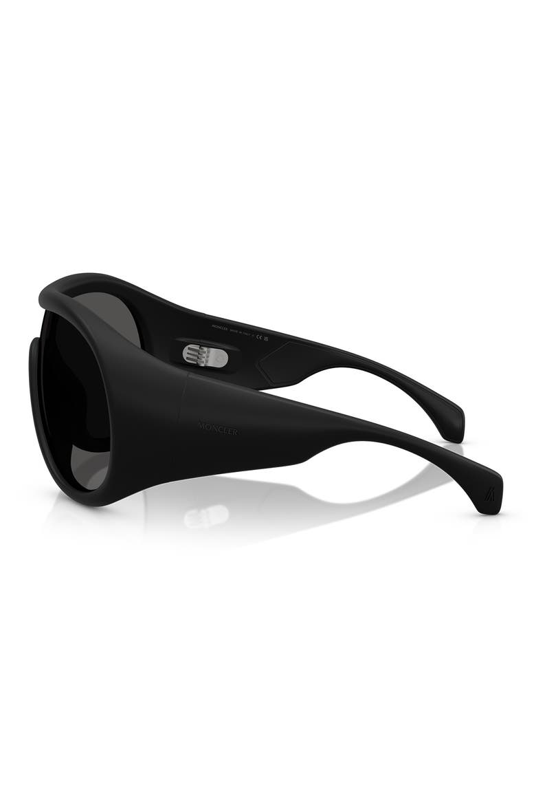 Cloche 135mm Polarized Pilot Shield Sunglasses, Alternate, color, MATTE BLACK