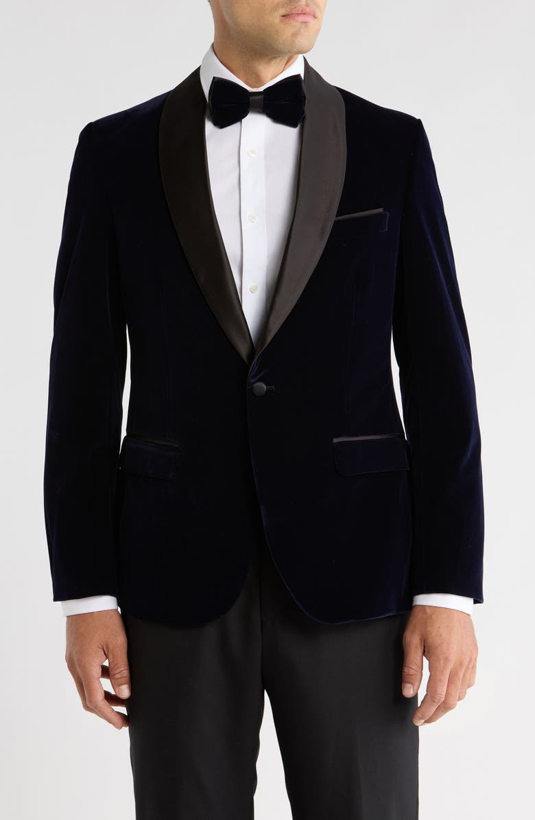 TOM BAINE Shawl Collar Velvet Dinner Jacket, Main, color, Navy
