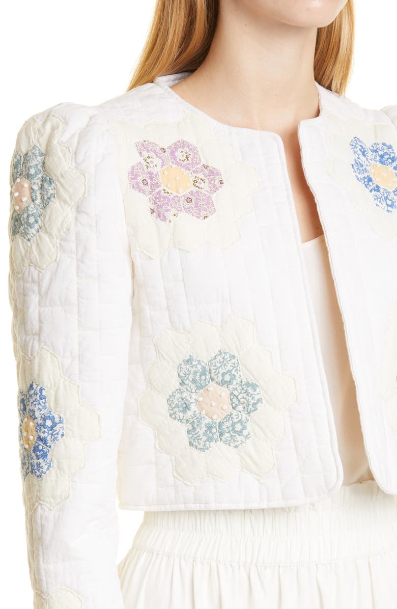 Sea Violette Collarless Quilted Crop Jacket, Alternate, color, 