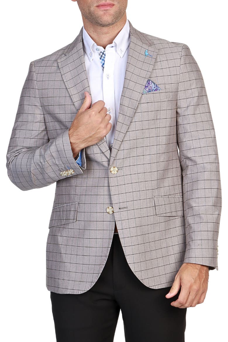 Mini Windowpane Sport Coat, Alternate, color, KHAKI