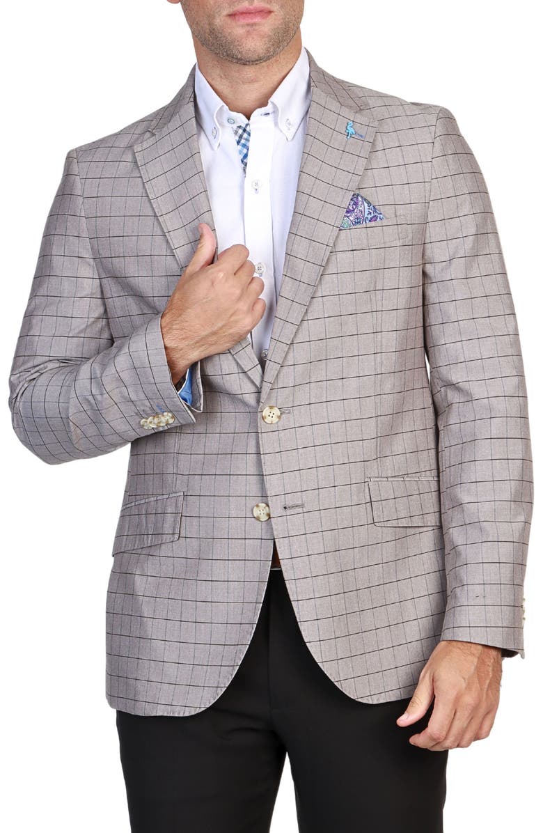 TailorByrd Mini Windowpane Sport Coat, Alternate, color, Khaki