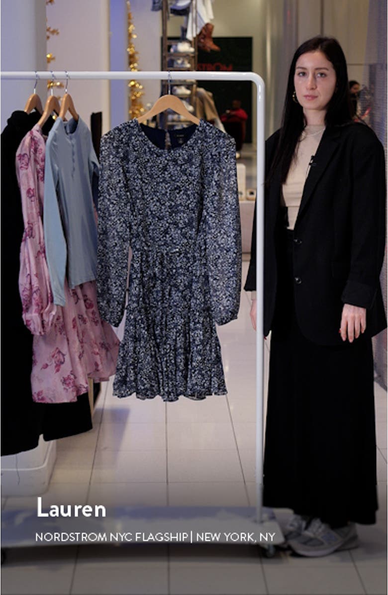 Floral Long Sleeve Ruffle Hem Dress, sales video thumbnail