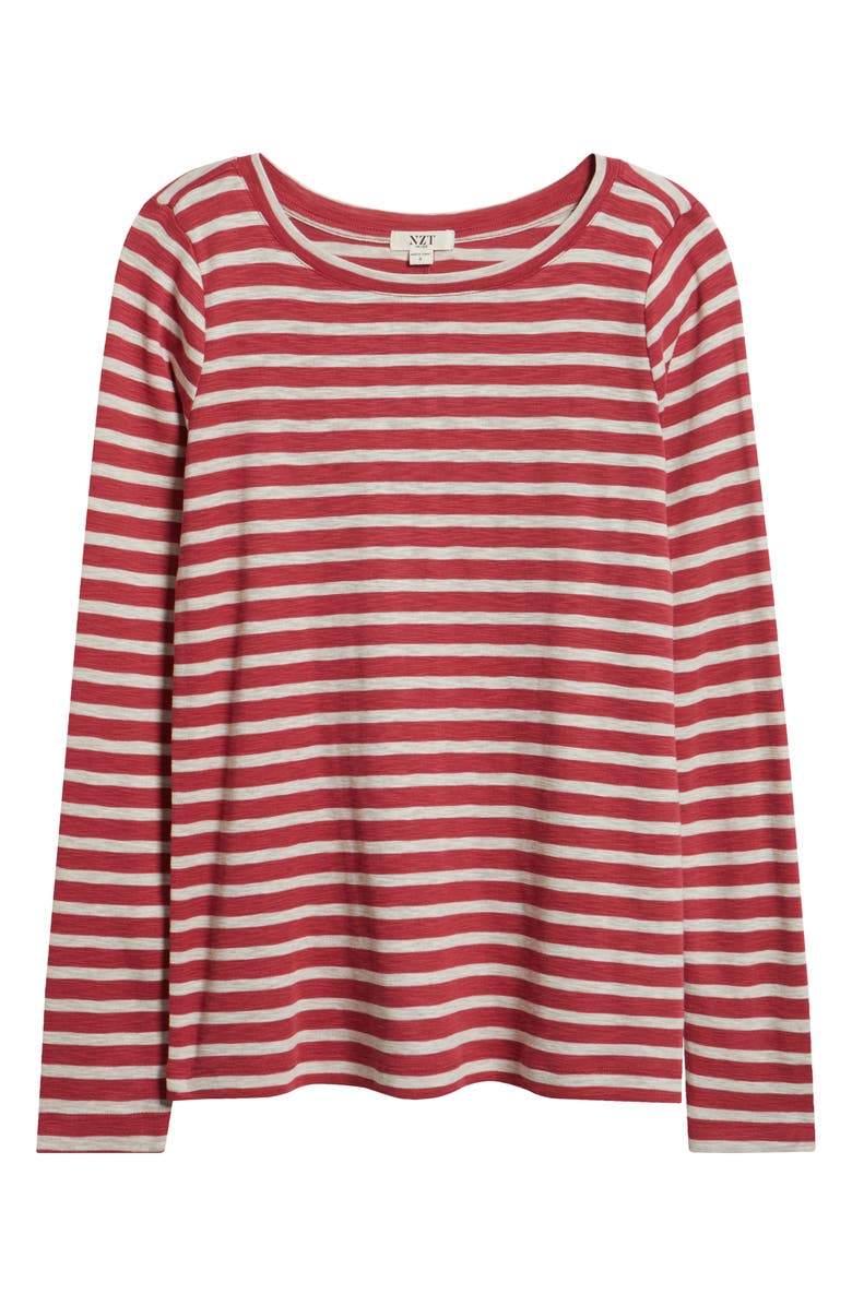 NZT by NIC+ZOE Stripe Cotton Blend T-Shirt, Alternate, color, Red Multi