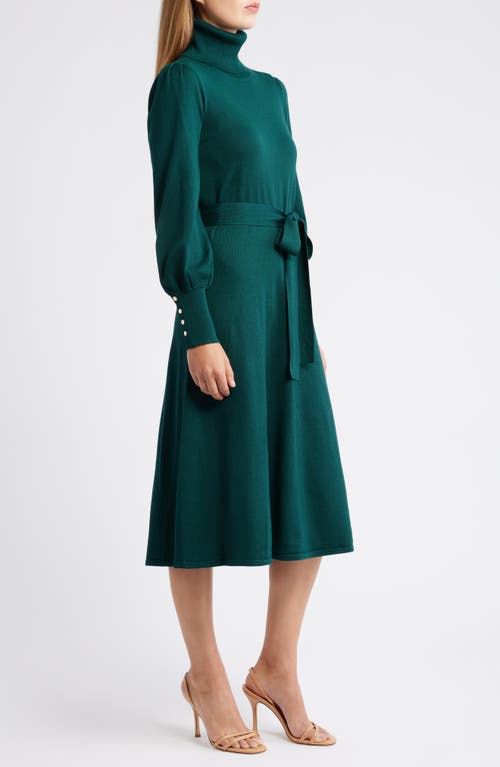 Julia Jordan Turtleneck Long Sleeve Midi Dress In Green