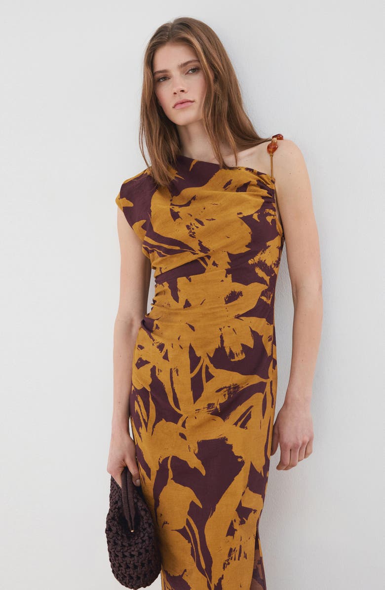 MANGO Print Asymmetric Maxi Dress, Alternate, color, 