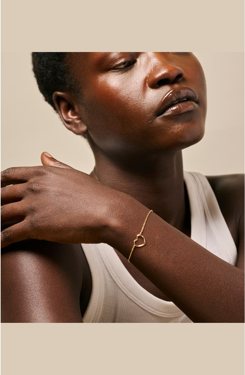 Enamel Copenhagen Organic Heart Bracelet, Alternate, color, 925S/Gp/M