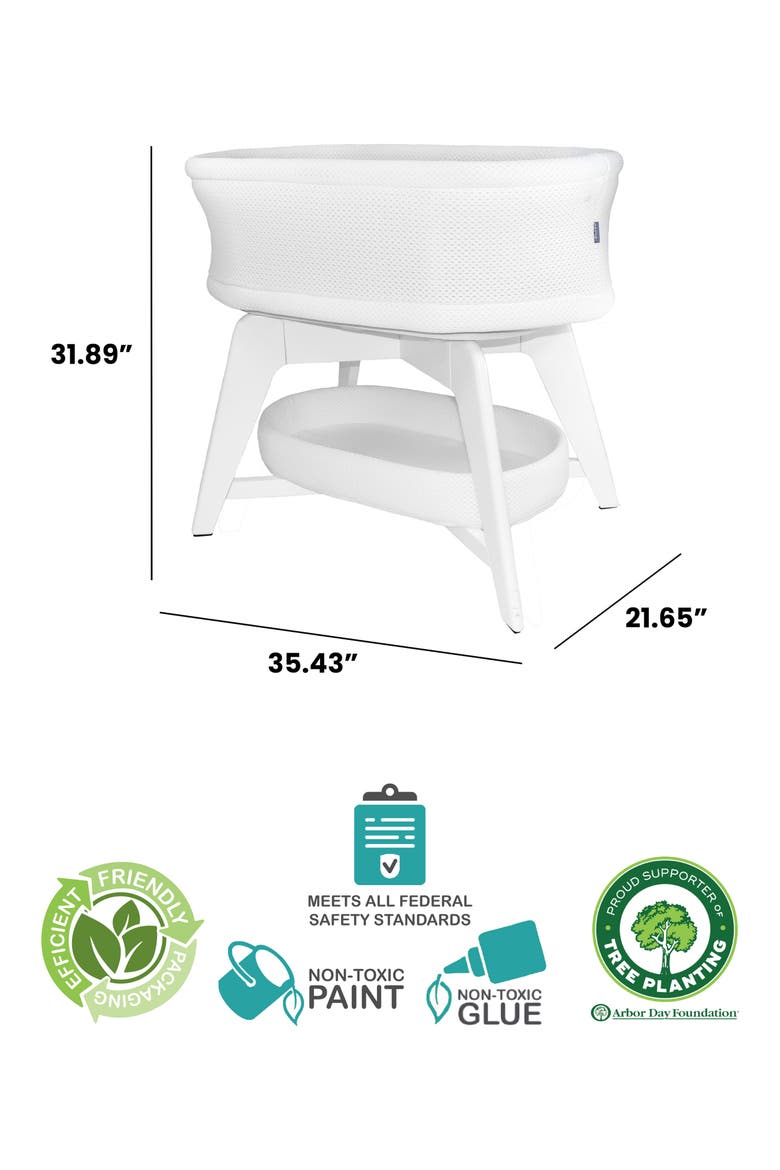 TrüBliss™ Evi Smart Bassinet, Alternate, color, WHITE ON WHITE