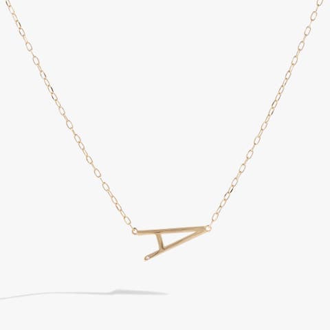 Gold Elongated Initial Pendant Necklace