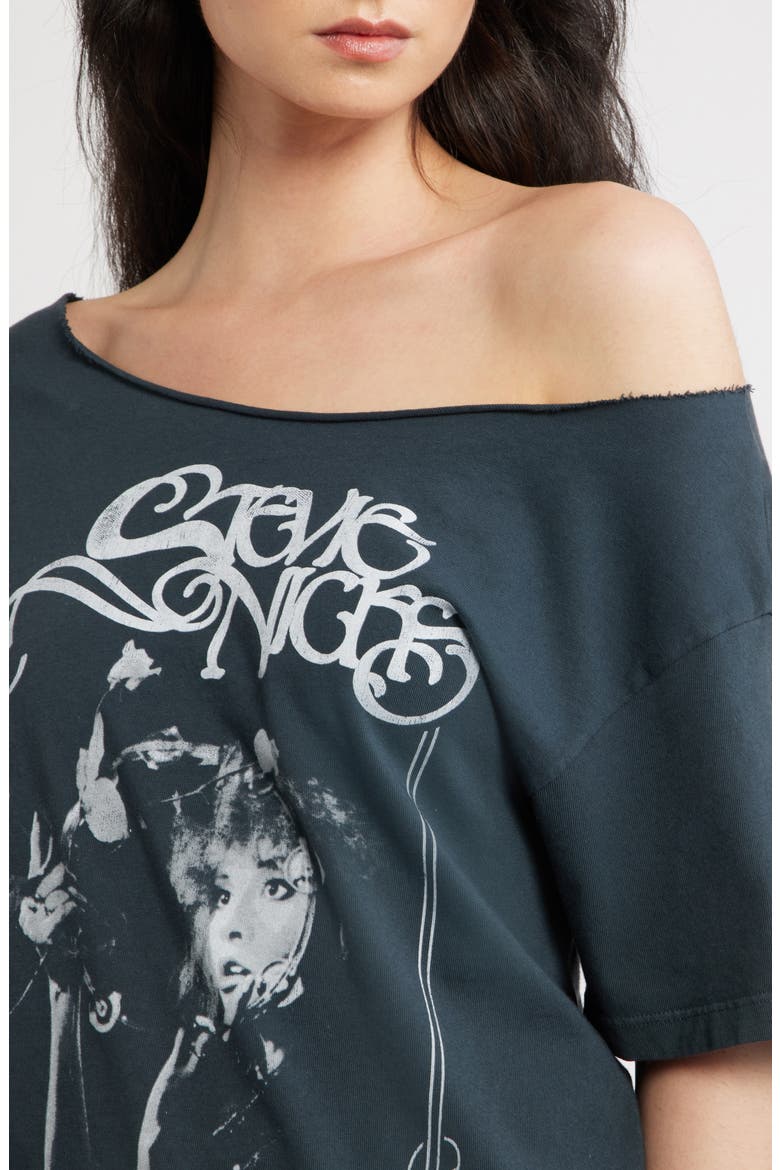 Stevie Nicks Bella Donna Graphic Off the Shoulder T-Shirt, Alternate, color, VINTAGE BLACK