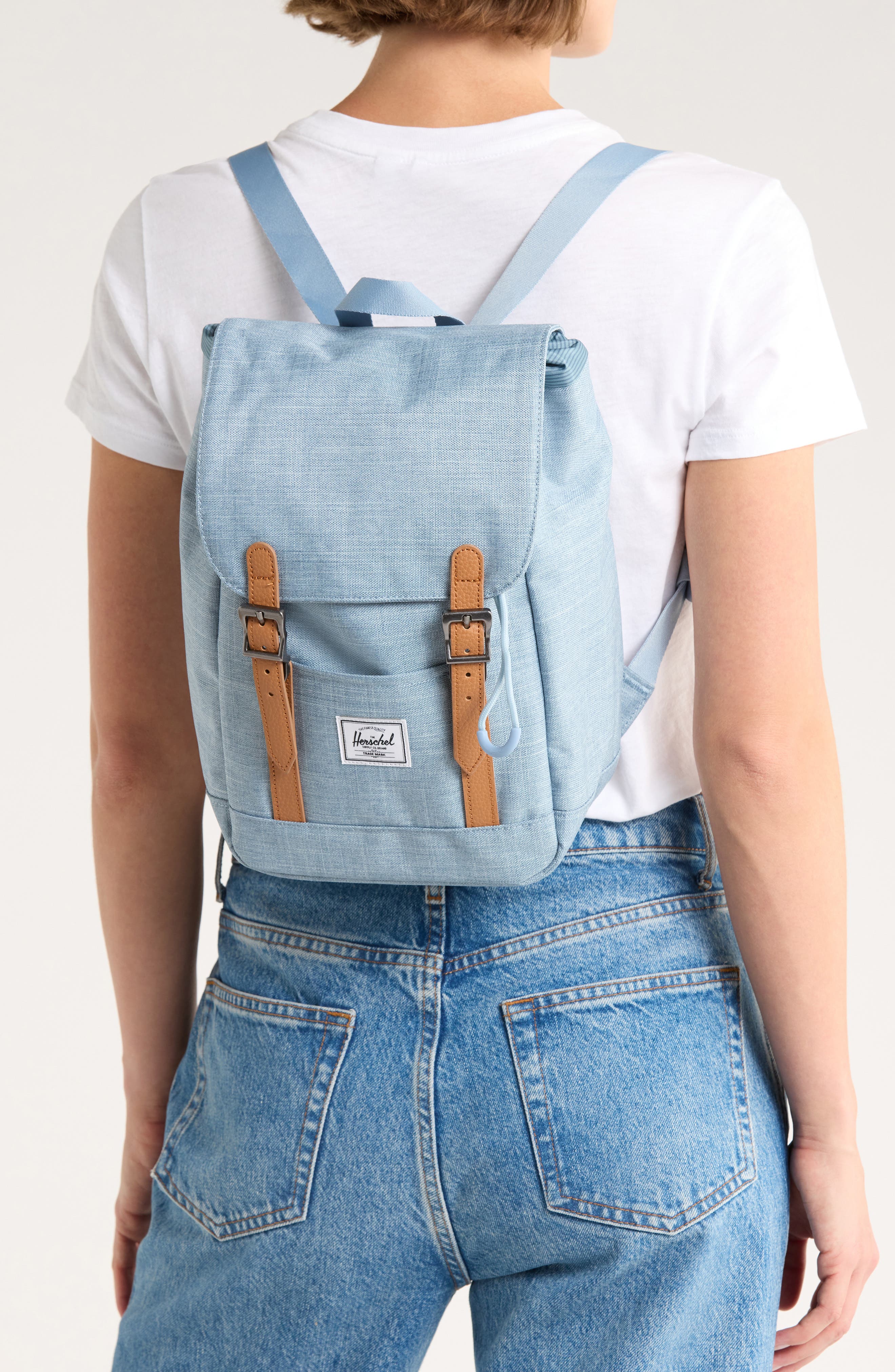 Herschel Supply Co. Retreat Recycled Polyester Mini Backpack, Alternate, color, Ashley Blue Crosshatch