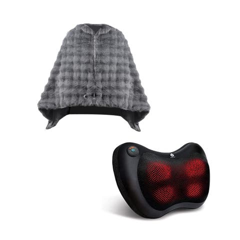Ultimate Comfort & Relaxation Bundle Heated Plush Shawl + Shiatsu Neck & Back Massager