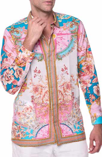 RANEES Floral Print Linen & Cotton Blend Button-Up Shirt