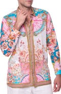 RANEES Floral Print Linen & Cotton Blend Button-Up Shirt