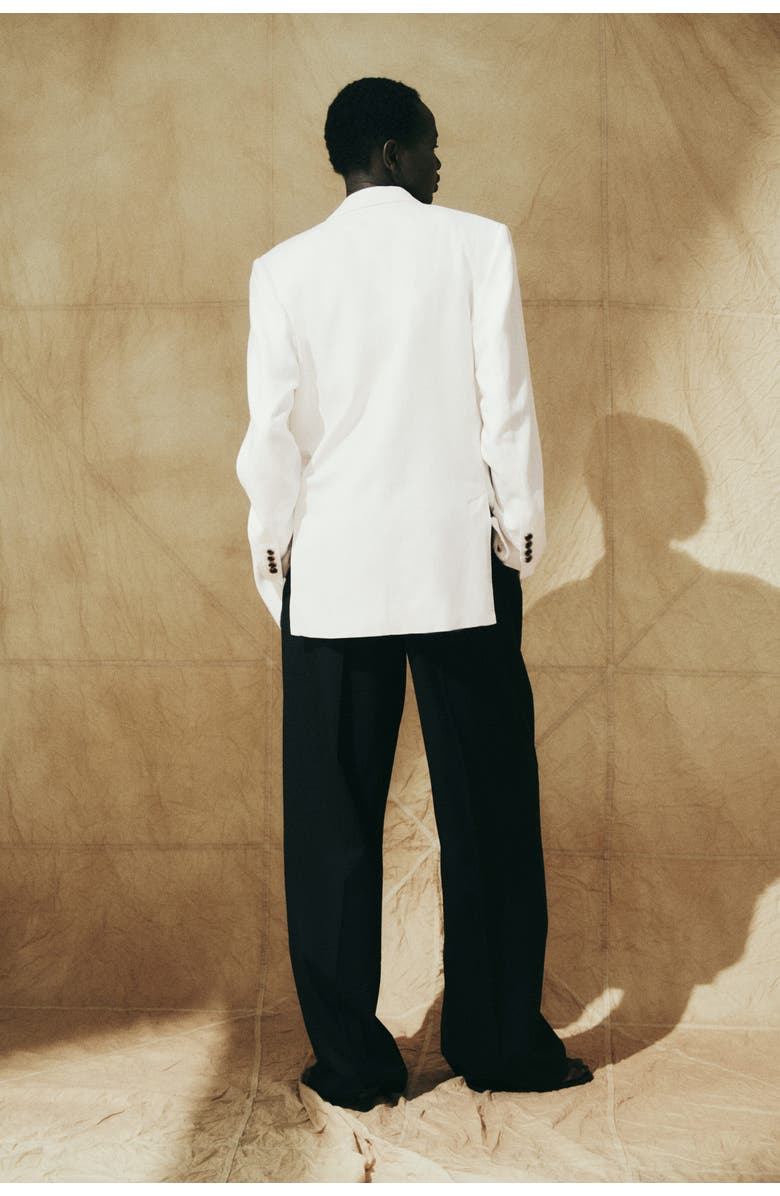 H&M Linen-blend Blazer, Alternate, color, Cream