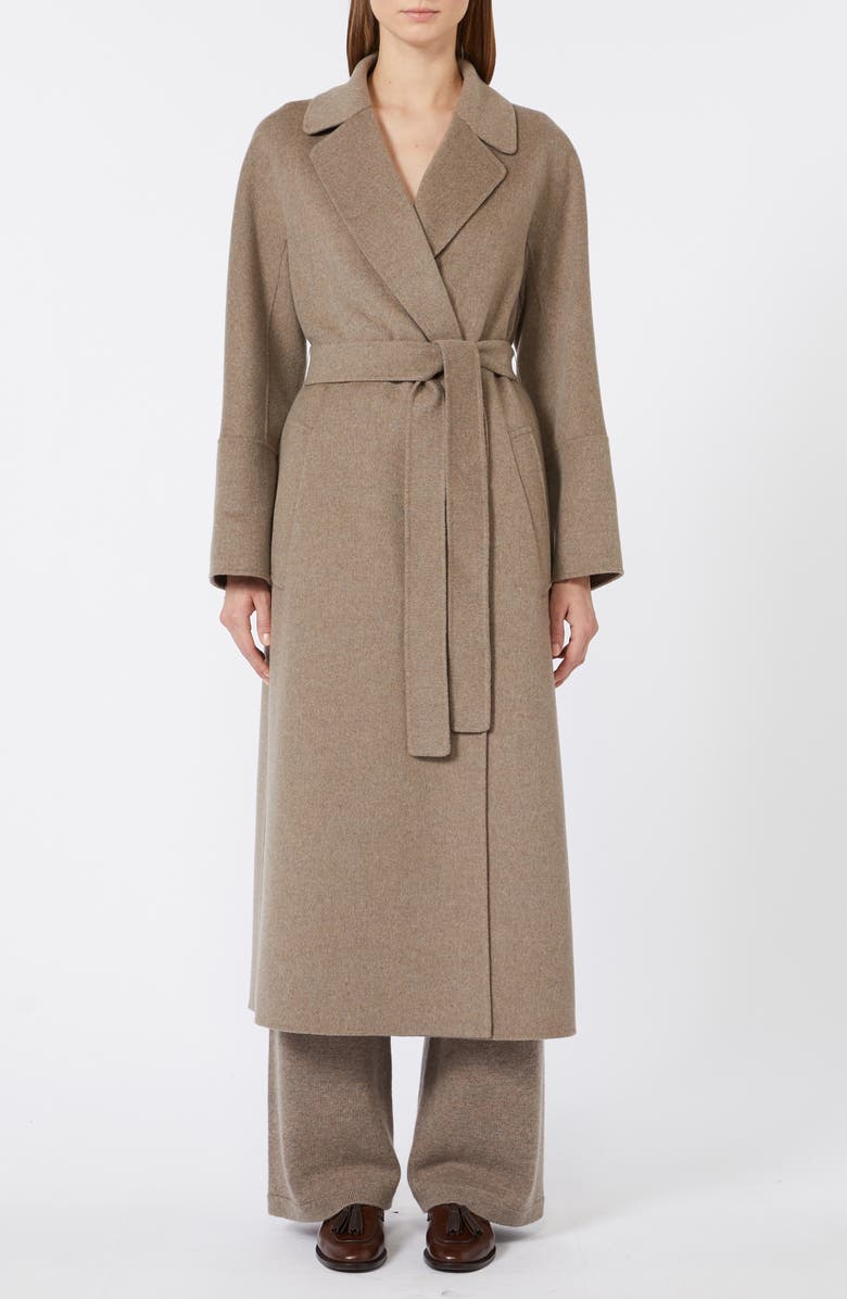 Max Mara Elisa Belted Wool Double Face Coat, Main, color, Medium Grey