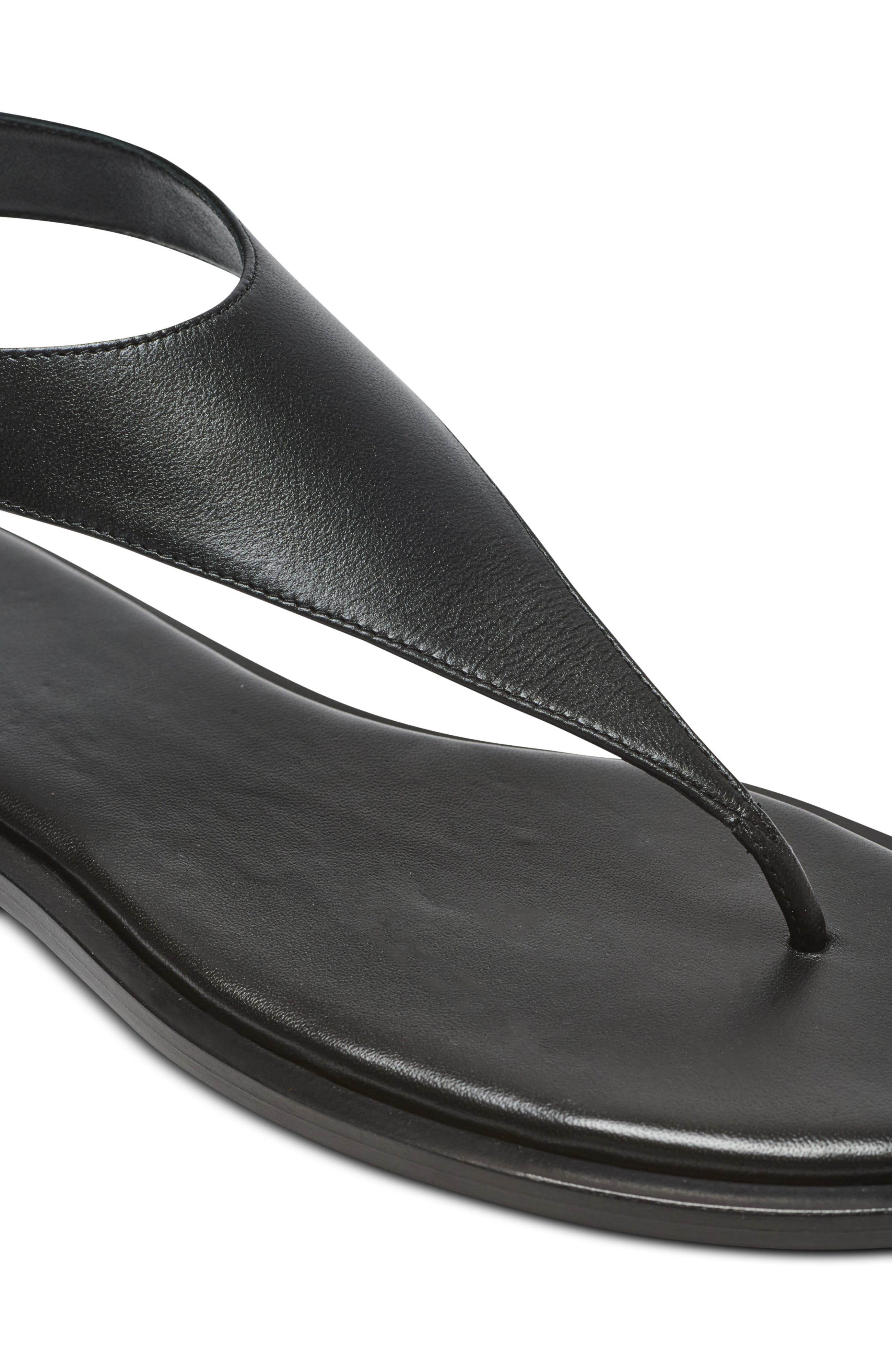 Balmain Anthem flat toe-post sandals in lambskin leather, Alternate, color, Black