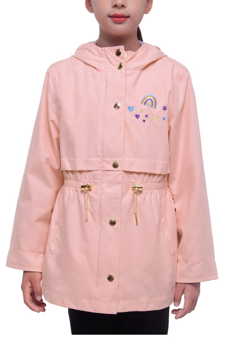Kids' Lightweight Rain Jacket Trench Coat, Main, color, Peach