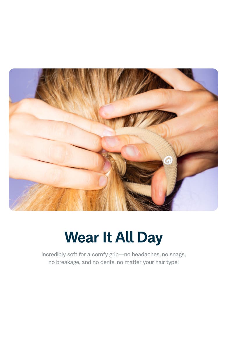 Thick Fit Hair Bands, Damage Free Hair Ties Made with Seamless Microfiber Elastics, Alternate, color, Beige