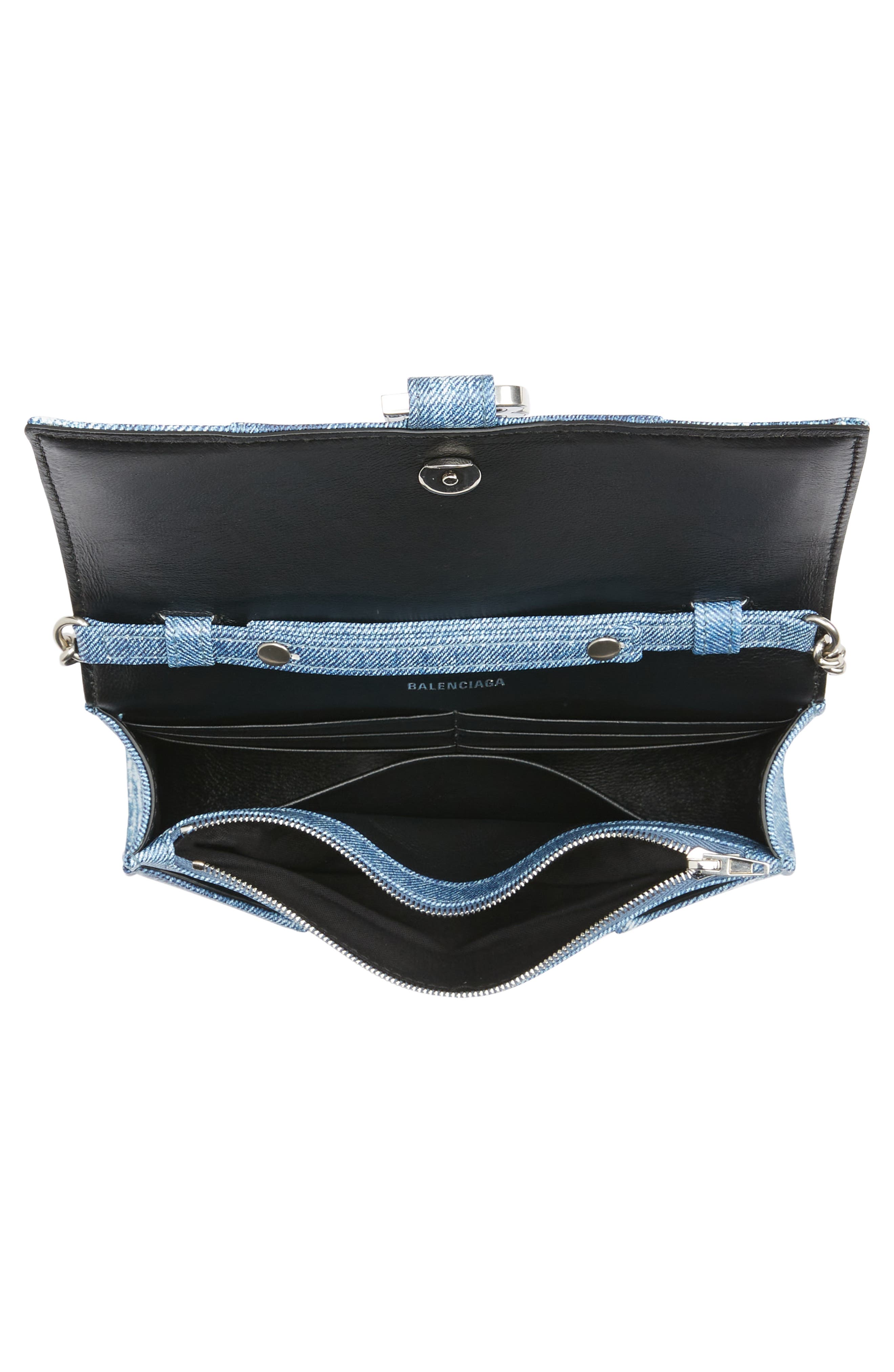 Hourglass Leather Wallet on a Chain, Alternate, color, DENIM BLUE