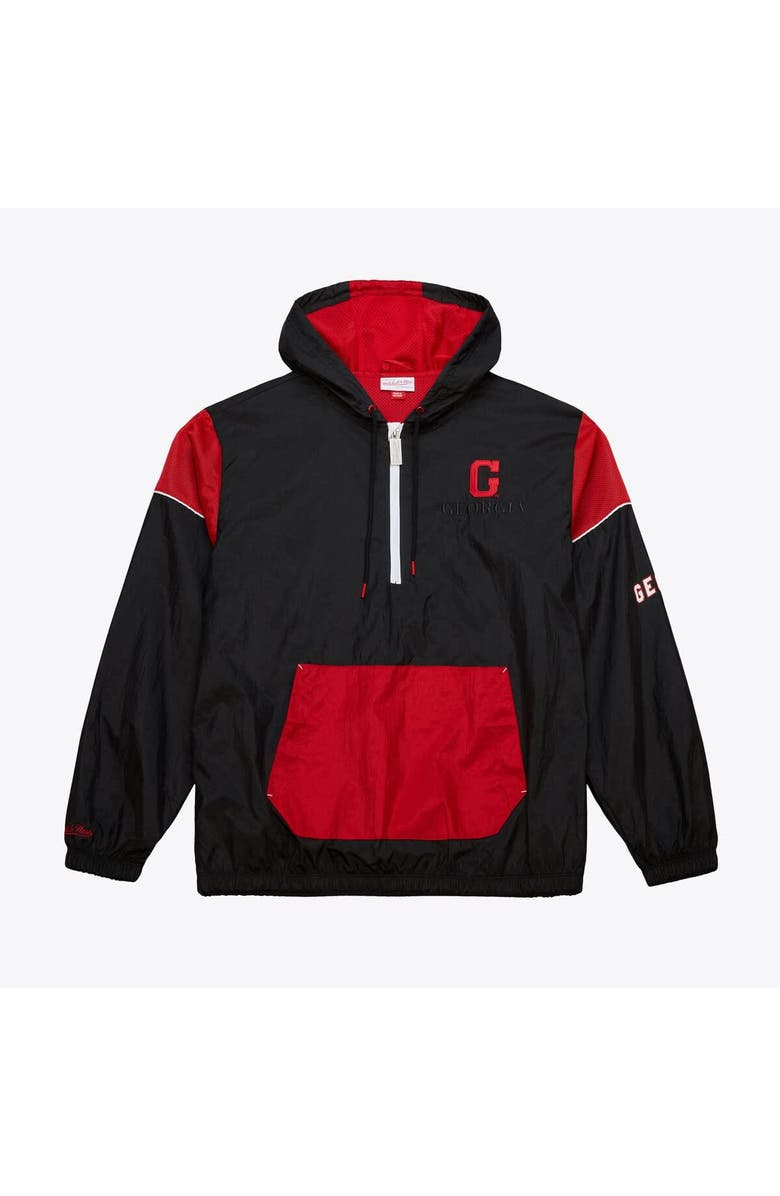 Mitchell & Ness Men's Mitchell & Ness Black Georgia Bulldogs Anorak Vintage Logo Half-Zip Hoodie Jacket, Main, color, 