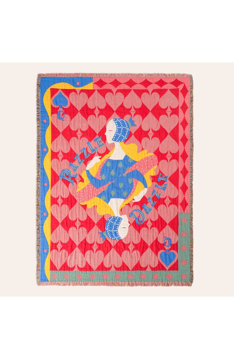 Zsa Zsa Zsu Novelas Fringed Jacquard 100% Cotton Throw Razzle 54X71 In, Main, color, Pink