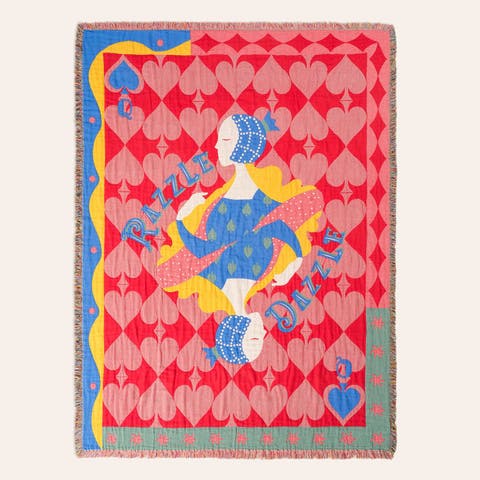 Novelas Fringed Jacquard 100% Cotton Throw Razzle 54X71 In