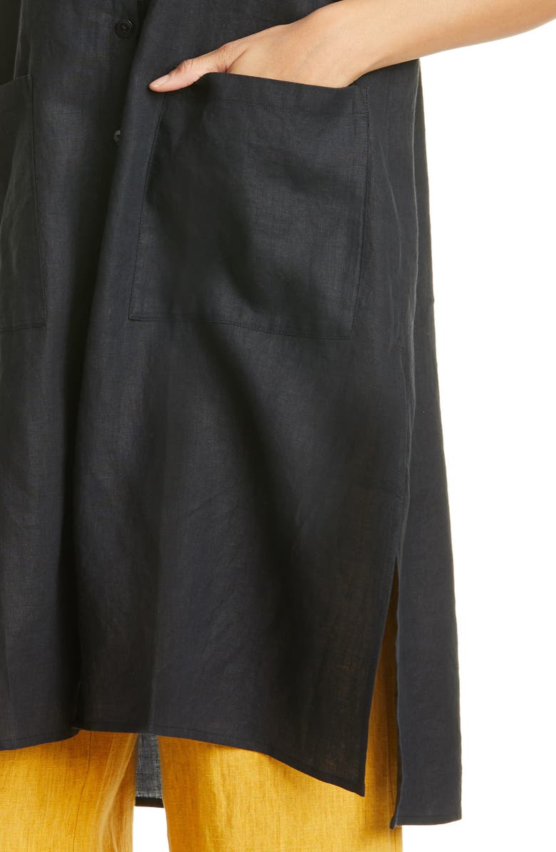 Eileen Fisher Mandarin Collar Sleeveless Organic Linen Tunic Dress, Alternate, color,