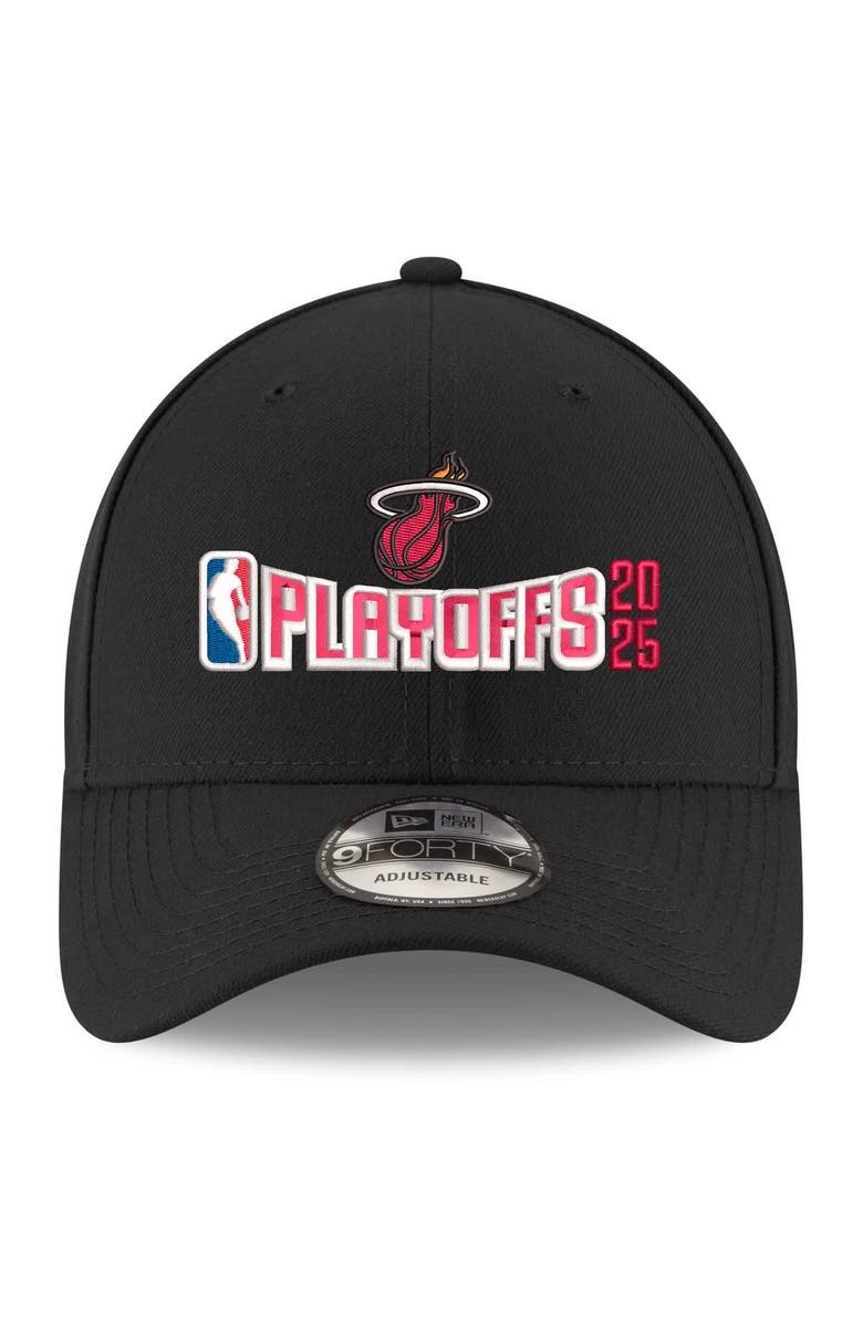 New Era Men's New Era Black Miami Heat 2025 NBA Playoffs 9FORTY Adjustable Hat, Alternate, color,