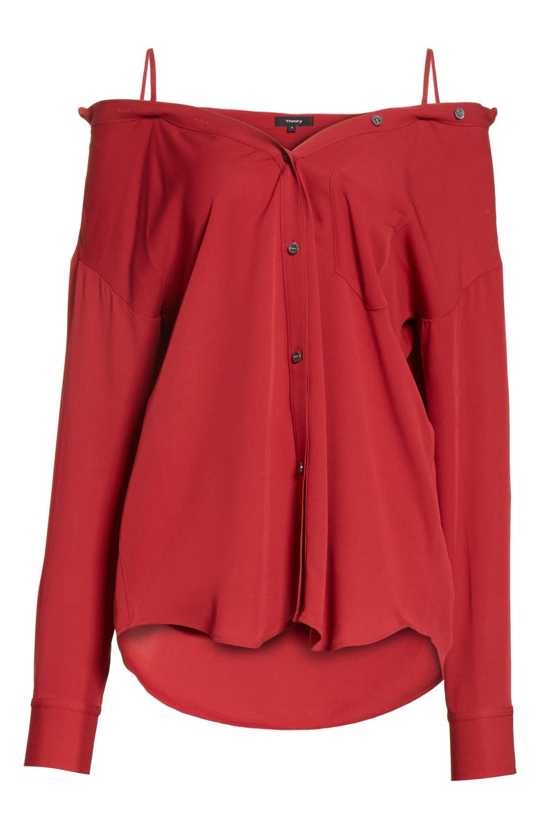 Theory Tamalee Silk Shirt, Alternate, color, Bright Raspberry