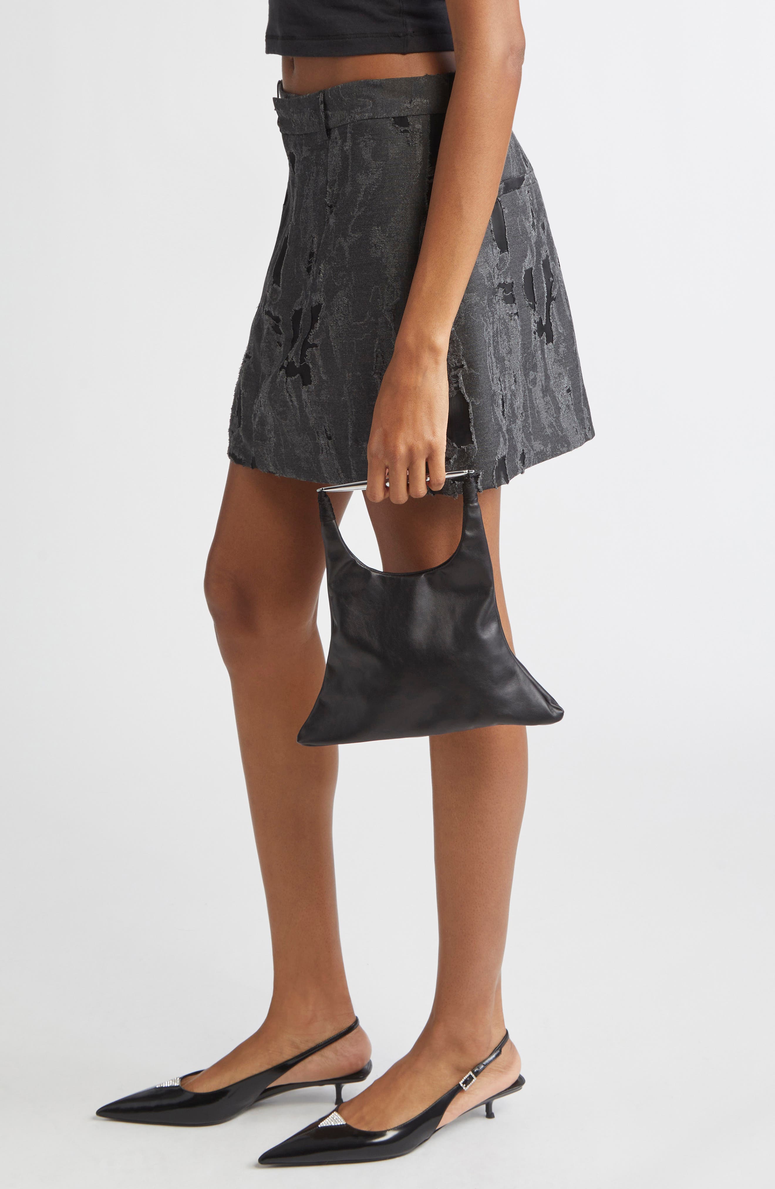 GRACE LING Spear Leather Top Handle Tote, Alternate, color, Black/ Silver