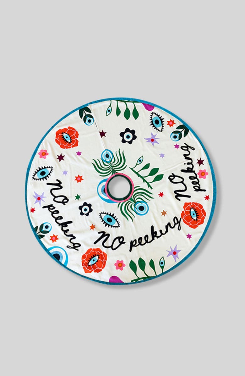 Furbish Embroidered Tree Skirt, Main, color, No Peeking