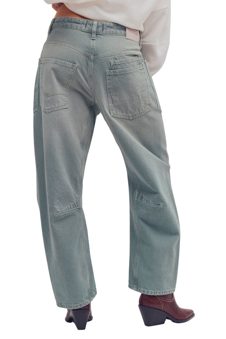 We The Free Minimalist Moxie Barrel Jeans, Alternate, color, ALOE