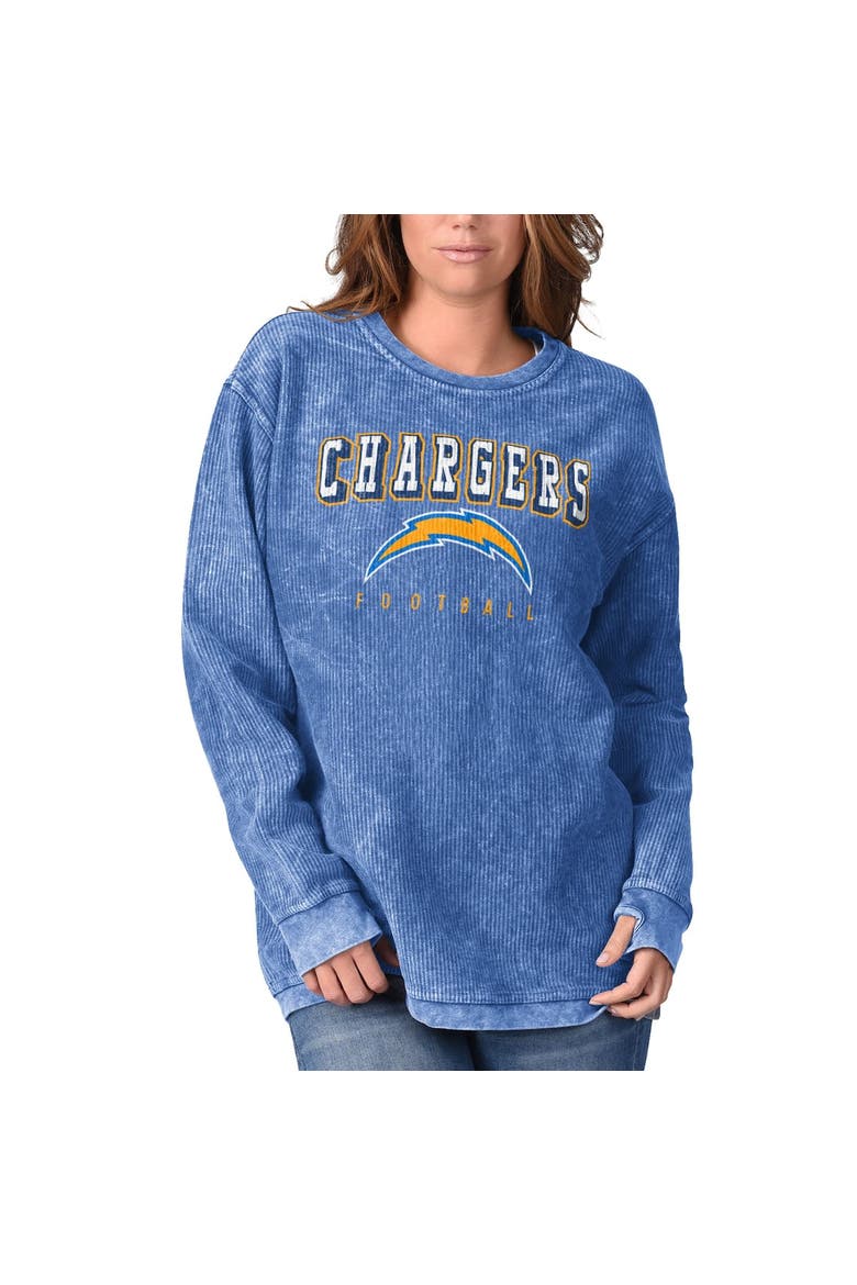 Women's G-III 4Her by Carl Banks Powder Blue Los Angeles Chargers Comfy Cord Pullover Sweatshirt, Alternate, color, Powder Blue