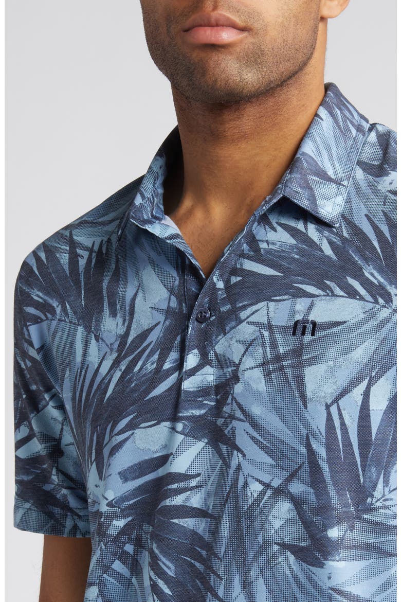 Forest Reserve Leaf Print Polo, Alternate, color, DREAM BLUE