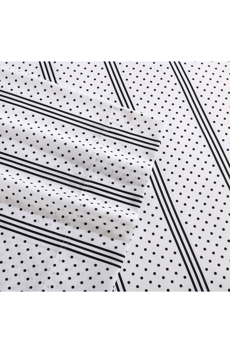 Betsey Johnson Dots & Stripes Sheet Set, Alternate, color, Charcoal