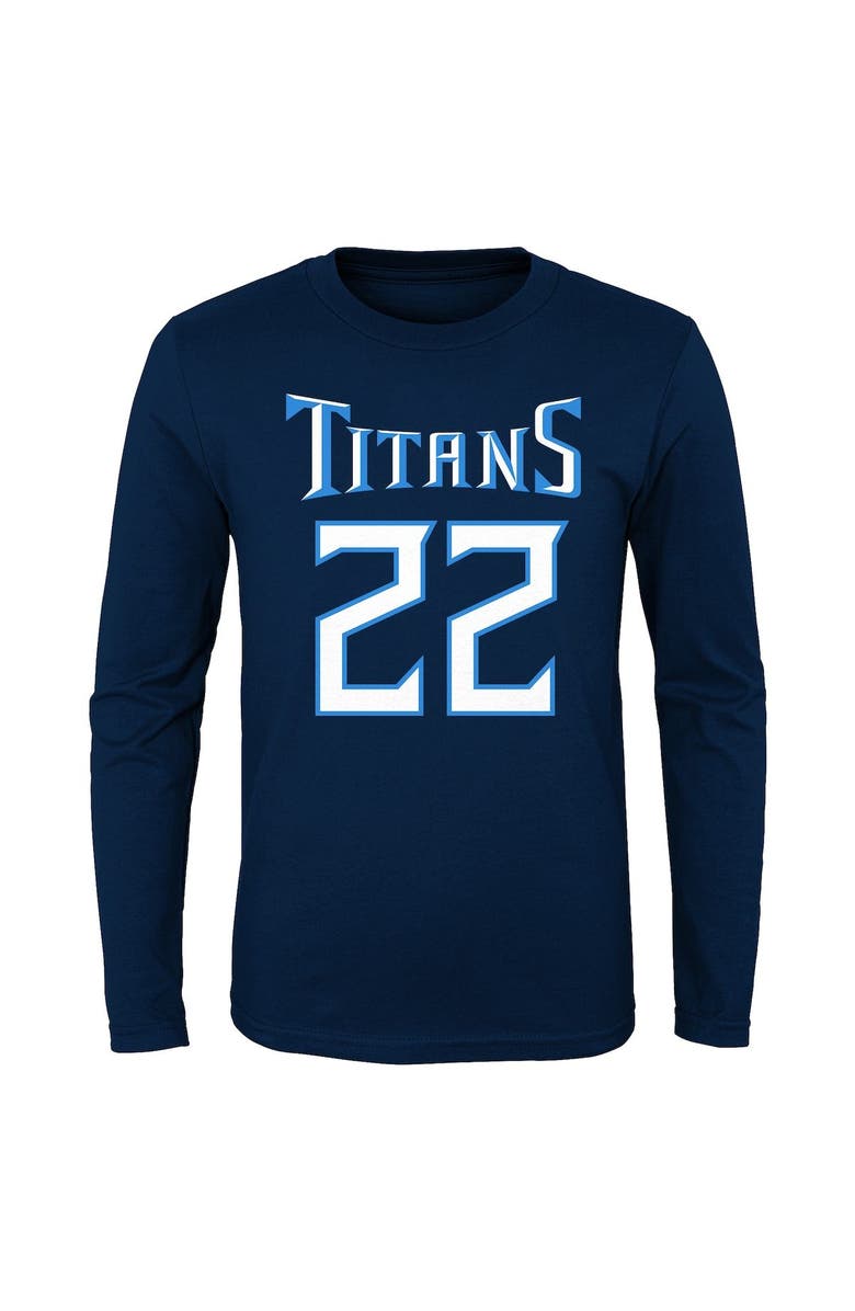 Outerstuff Youth Derrick Henry Navy Tennessee Titans Mainliner Player Name & Number Long Sleeve T-Shirt, Alternate, color, Navy