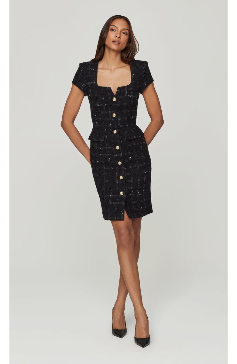 Generation Love Sierra Windowpane Tweed Dress, Main, color, Black/White