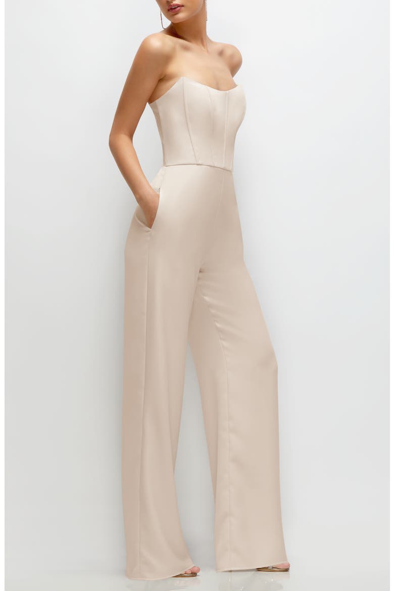 Corset Strapless Wide Leg Jumpsuit, Alternate, color, OAT